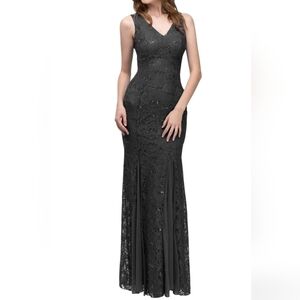 Eureka Mermaid Silhouette Sequin Lace Evening Dress USA Made size XL